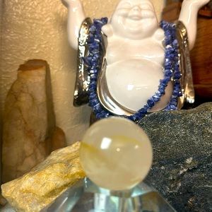 82g lt yellow clear calcite quartz sphere 38.10mm